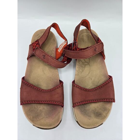 Merrell Port Slingback Comfort Walking Sandal Outdoor Shoe Red Nubuck Leather 8 - Picture 4 of 8